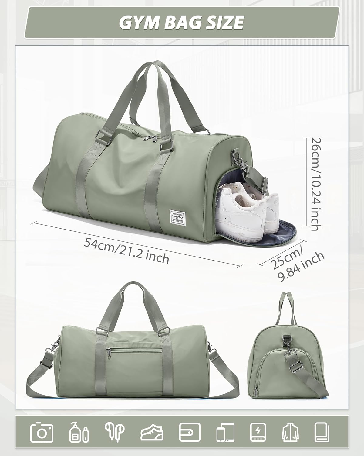 Gym Bag Womens Mens with Shoes Compartment and Wet Pocket Travel Duffel Bag for Women for Plane Sport Gym Tote Bags Swimming Yoga Waterproof Weekend Overnight Carry on Bag Hospital Holdalls - Colors A