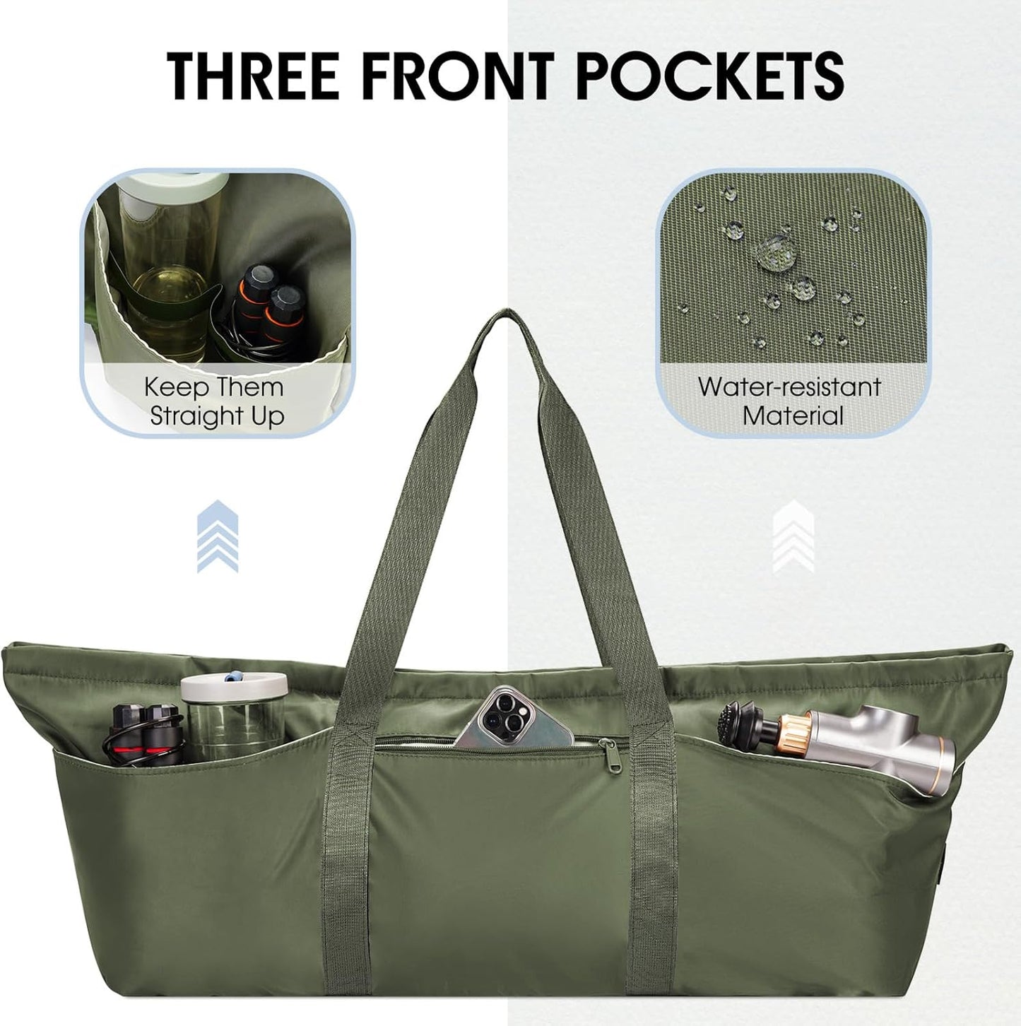 Large Yoga Mat Bag with Shoes Compartment and Wet Pocket Ladies Pilates Gym Tote Bag with Yoga Mat Holder Strap for Women Men Workout Carrier Stuff Accessories