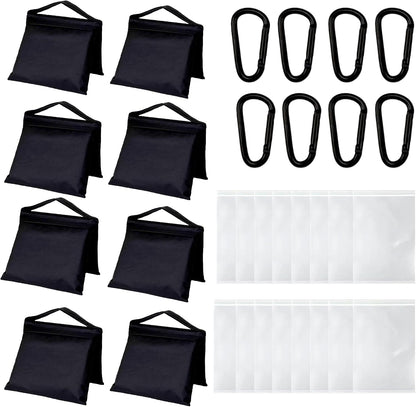 4 Pack Sandbags with 8 PE Bags and 4 Buckle, Weight Bags for Light Stand Photography Video Equipment, Heavy Duty Sand Bags for Backdrop Stand, Photo Tripod, C Stands and Light Stands