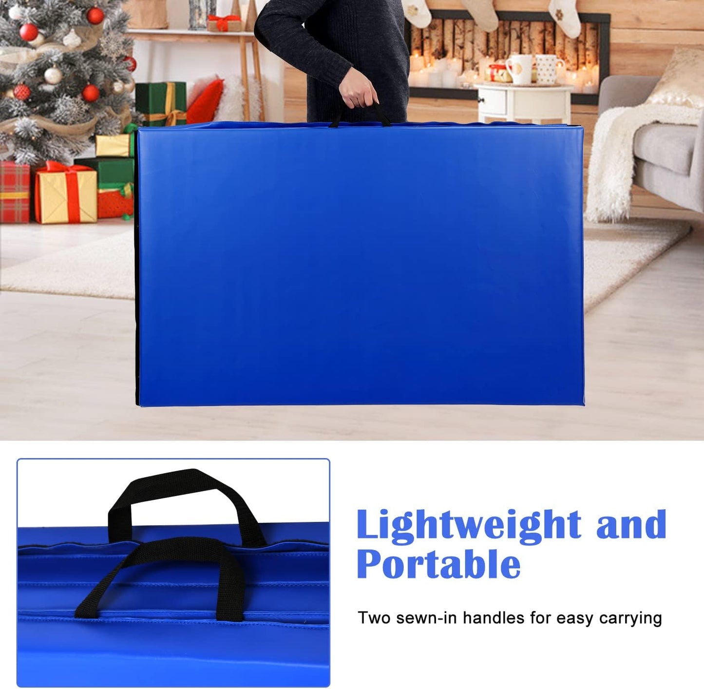 Gymnastics Mat for Tumbling, Folding Tumbling Mat Exercise Mat Gym Mat Tumbling Mats for Kids, Adults, PU Leather Yoga Mat with Carrying Handles