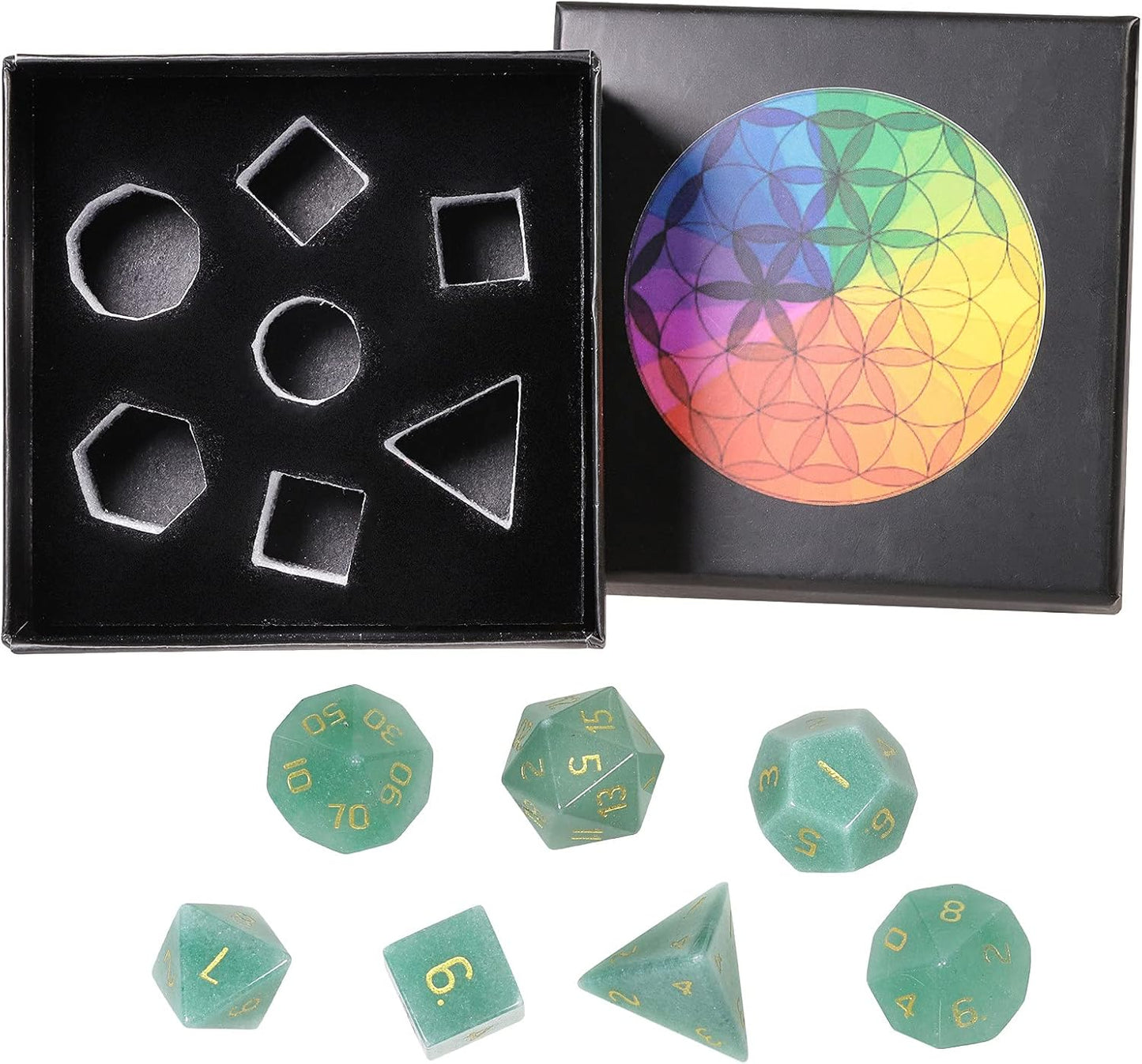 mookaitedecor 7 PCS Blue Howlite Turquoise Crystal Polyhedral DND Dice Set, Polished Tumbled Stones Dices for RPG MTG Table Games Home Decoration