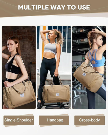 Gym Bag Womens Mens with Shoes Compartment and Wet Pocket Travel Duffel Bag for Women for Plane Sport Gym Tote Bags Swimming Yoga Waterproof Weekend Overnight Carry on Bag Hospital Holdalls - Colors C