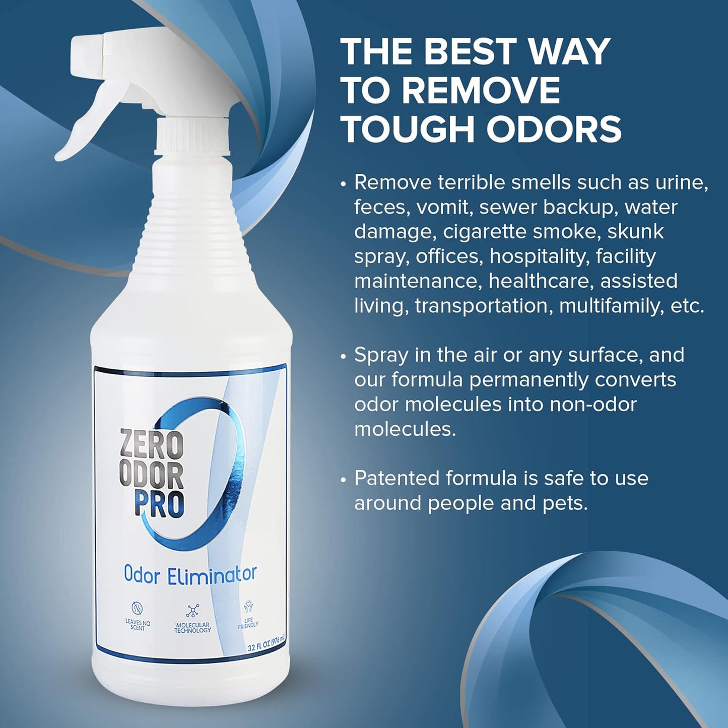 Zero Odor Pro Commercial Strength Odor Eliminator, Room Deodorizer and Air Freshener, Trigger Spray, 32 oz