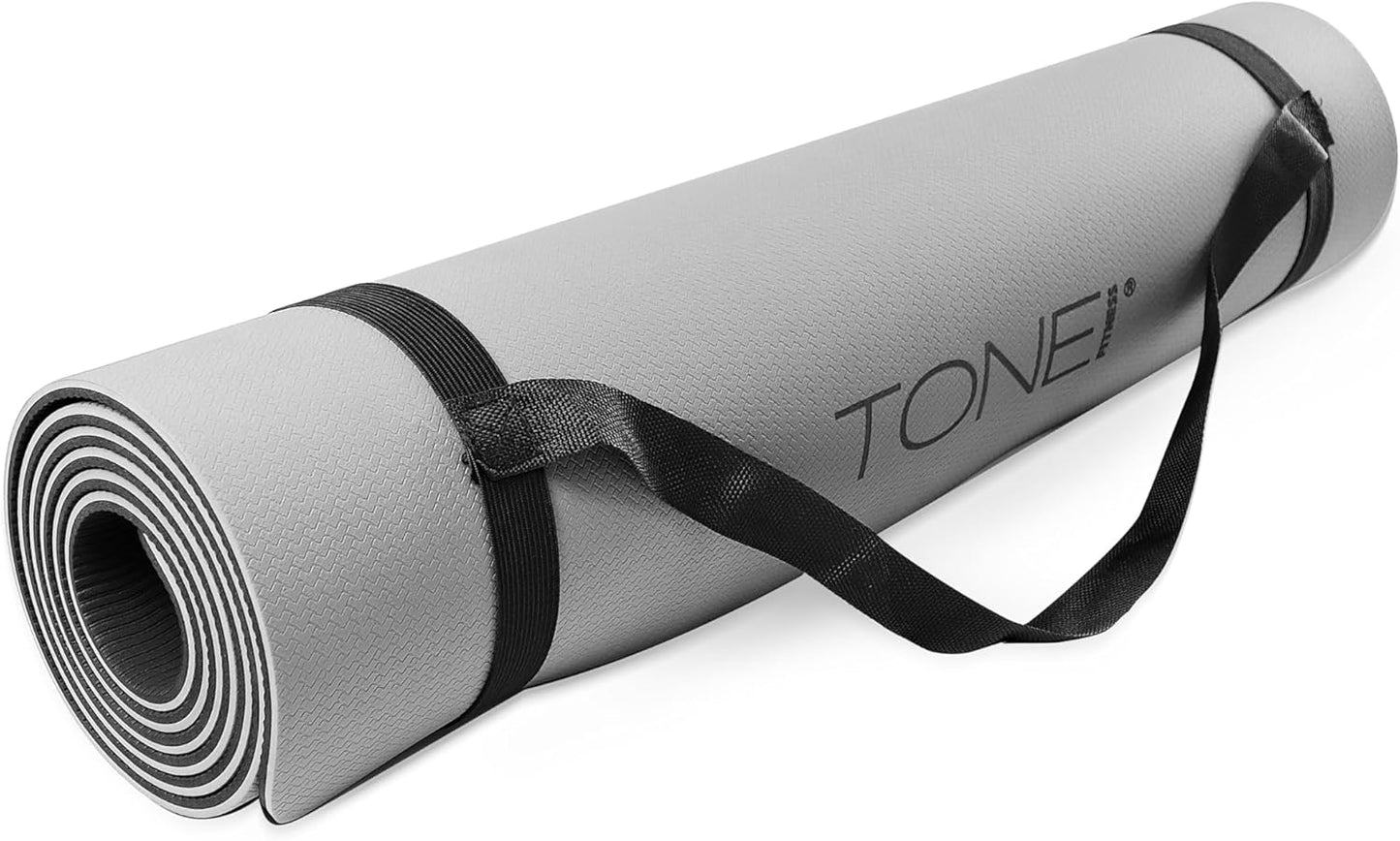 TONE Fitness Yoga Mat 1/4" Thick Non Slip Exercise & Pilates Mat for Home Workouts with Carrying Strap | Multiple Options