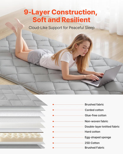 VEVOR Japanese Floor Mattress, Futon Mattress, 100% High Density Comfortable Foam, Foldable Tatami Mat with Storage Bag, Sleeping Pad for Camping Dormitory Yoga