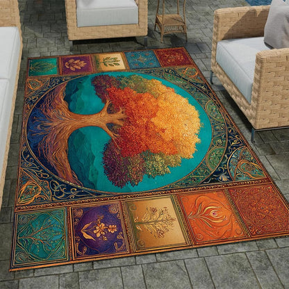 Tree of Life Area Rug – Bohemian Mandala Carpet for Living Room, Bedroom, Meditation Space, Yoga, Spiritual Home Décor – Large Soft Floor Mat for Indoor Decoration (TOL08)