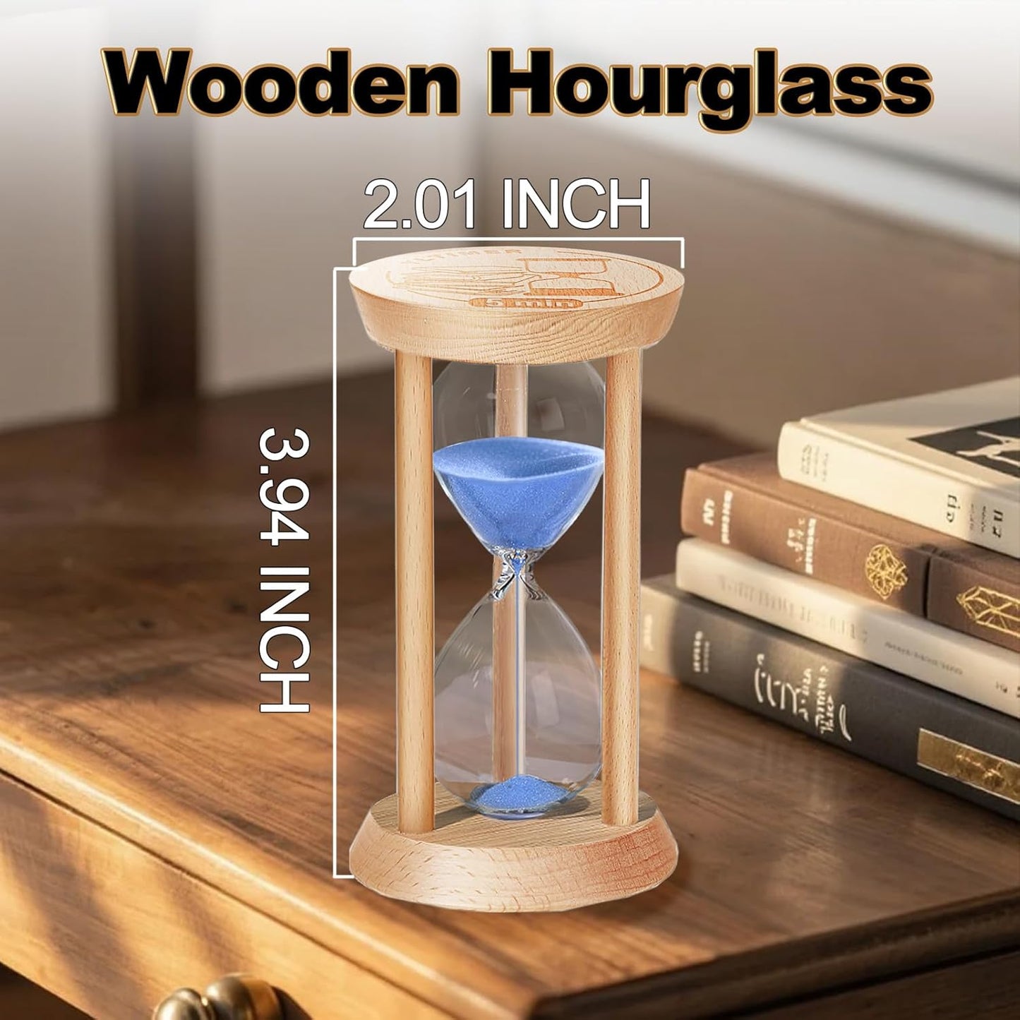 20 Minute Wooden Sand Timers,Large Bamboo Gold Sand Hourglass for Productivity, Meditation & Decor, 20 Min Reloj De Arena Sand Watch for Kitchen, Office, Game, Classroom, Yoga