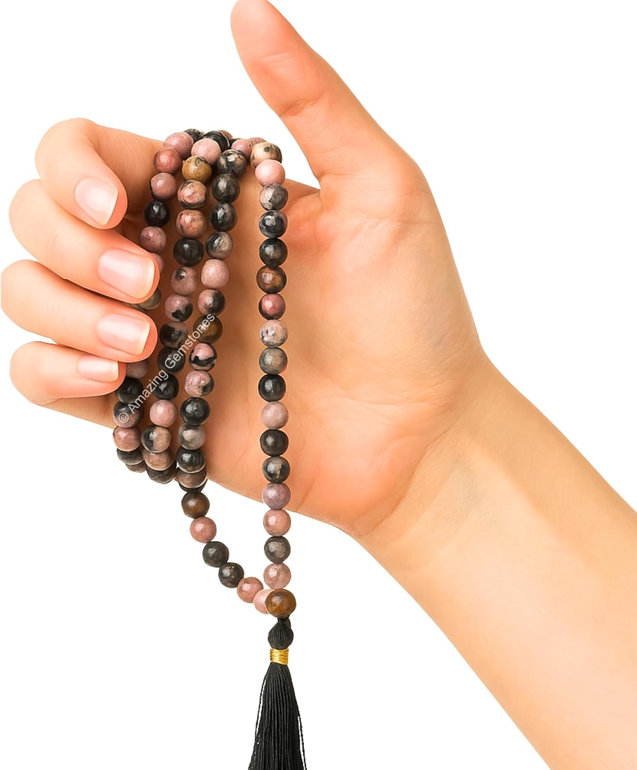 Amazing Gemstone 108 Beads Handmade Mala (Knotted, Rudraksha) - Colors A
