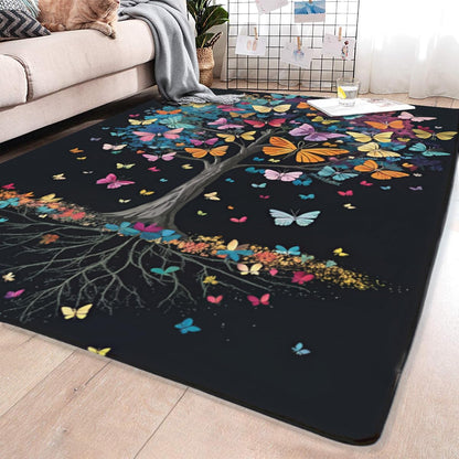 Butterfly Carpet Area Rug - Lovely Butterflies Printed Carpets for Kids Butterfly Theme Living Room Indoor Bedroom Decor Soft Polyester Yoga Mat 2'x3'