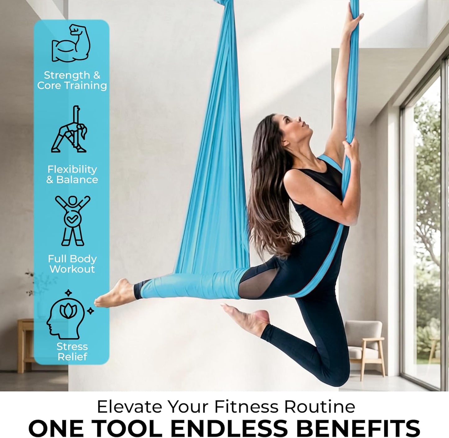 LOTUS78 Aerial Yoga Hammock 5.5 Yards (198 Inches) – Premium Aerial Silk Swing for Antigravity Fitness, Inversion Therapy, Strength & Flexibility | Purple | Yoga Trapeze for Home & Studio