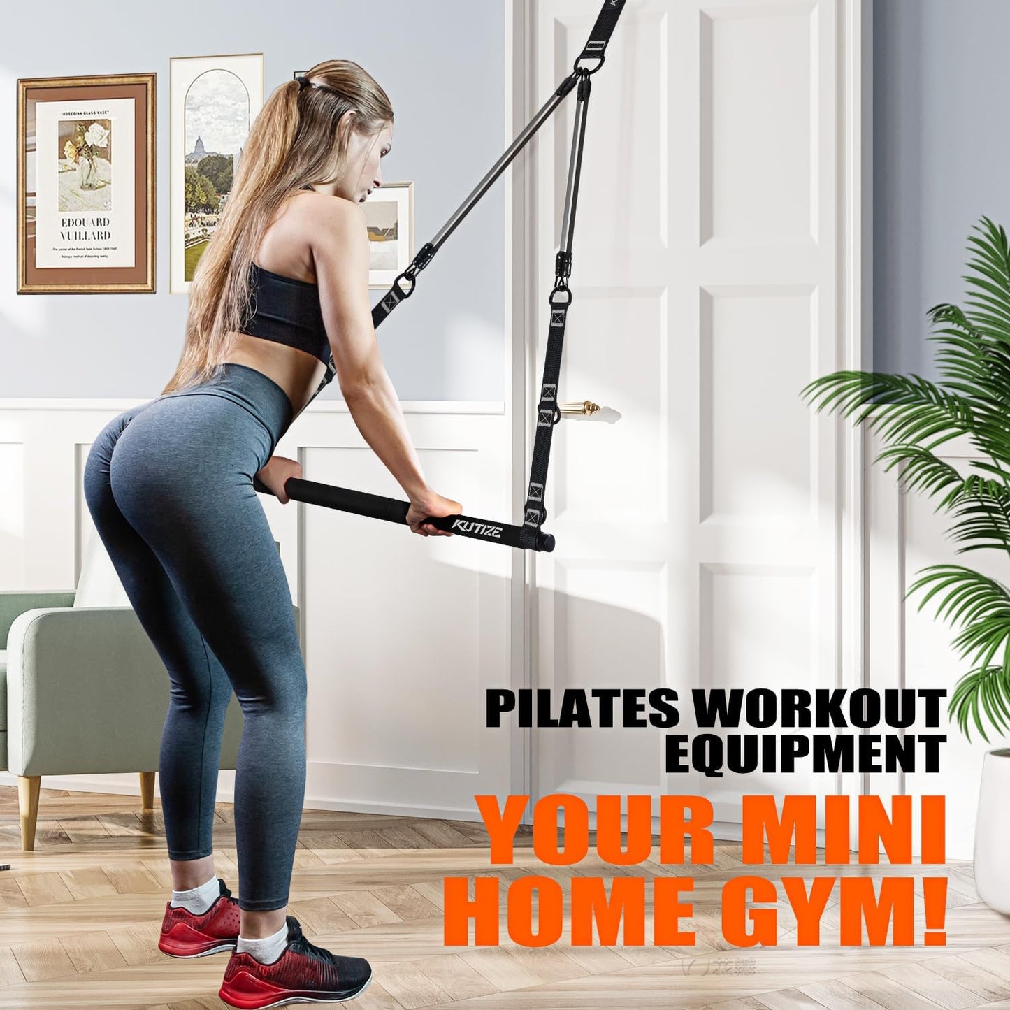KUTIZE Pilates Bar Kit with Resistance Bands, Pilates Equipment, Multifunctional Pilates Bar for Women & Men, Pilates kit for Hip, Back, Arm, Full-Body Workouts, Home Gym Strength Training Equipment