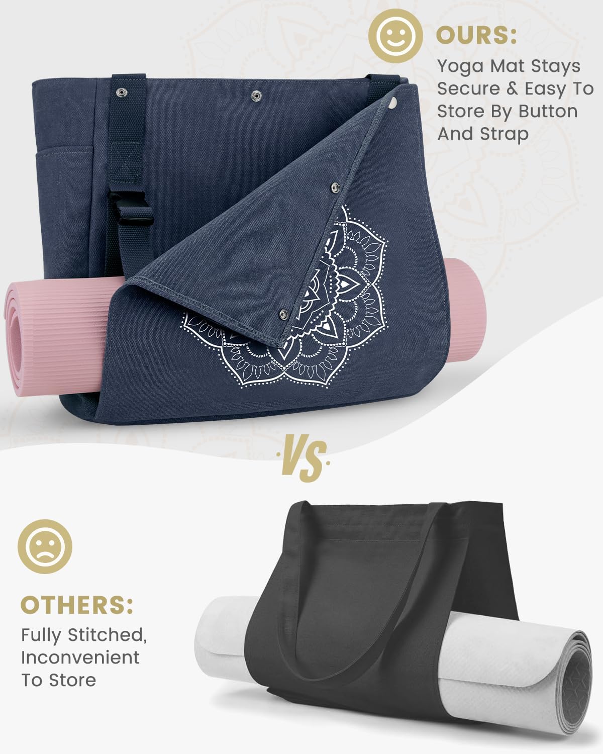 Gonex Yoga Mat Bag, Yoga Gym Bag Tote Bag with Multi Pockets For Women Men, Canvas Yoga Mat Carrier Take in Out Mat Easily For Pilates Travel Workout Office