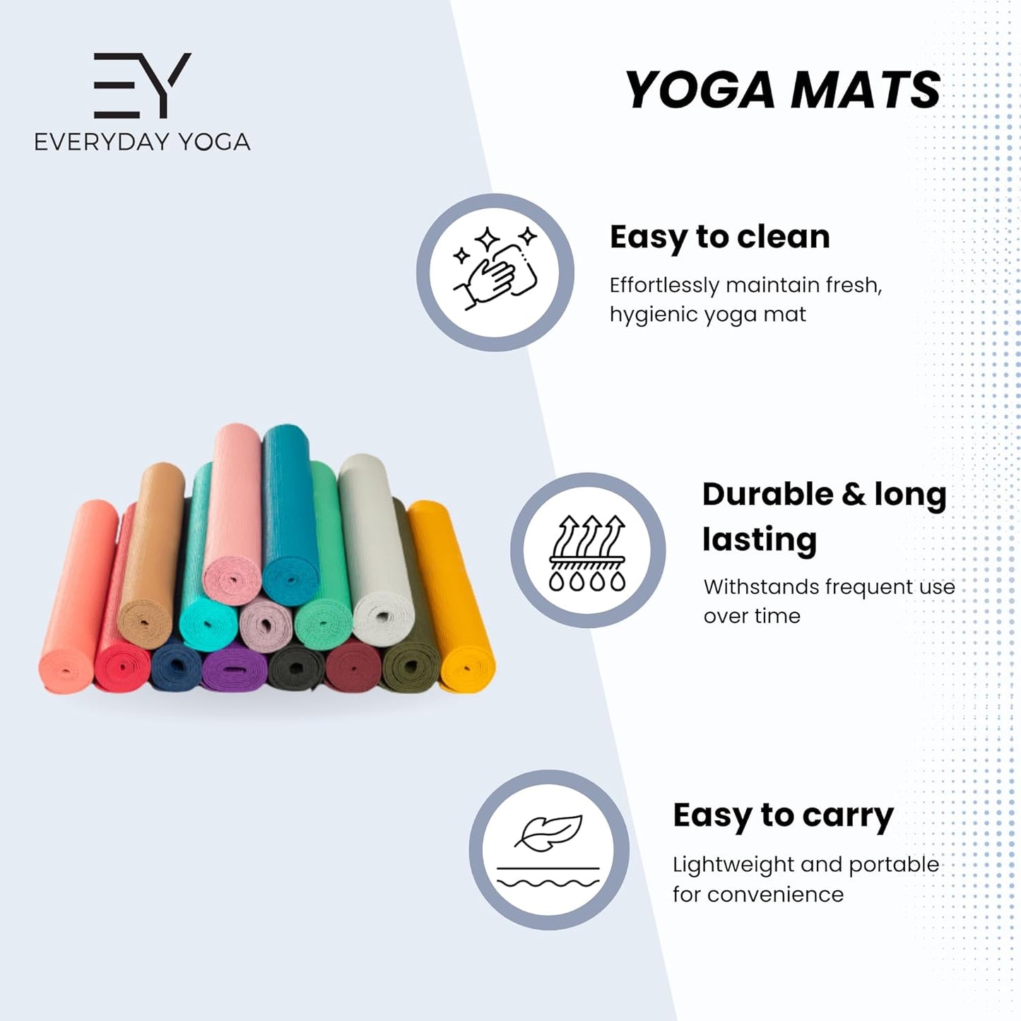 Everyday Yoga Deluxe Mat, Spacious 72"x24" Non-Slip Yoga Mat for Comfortable Home Workouts, 3-5mm Extra Thick
