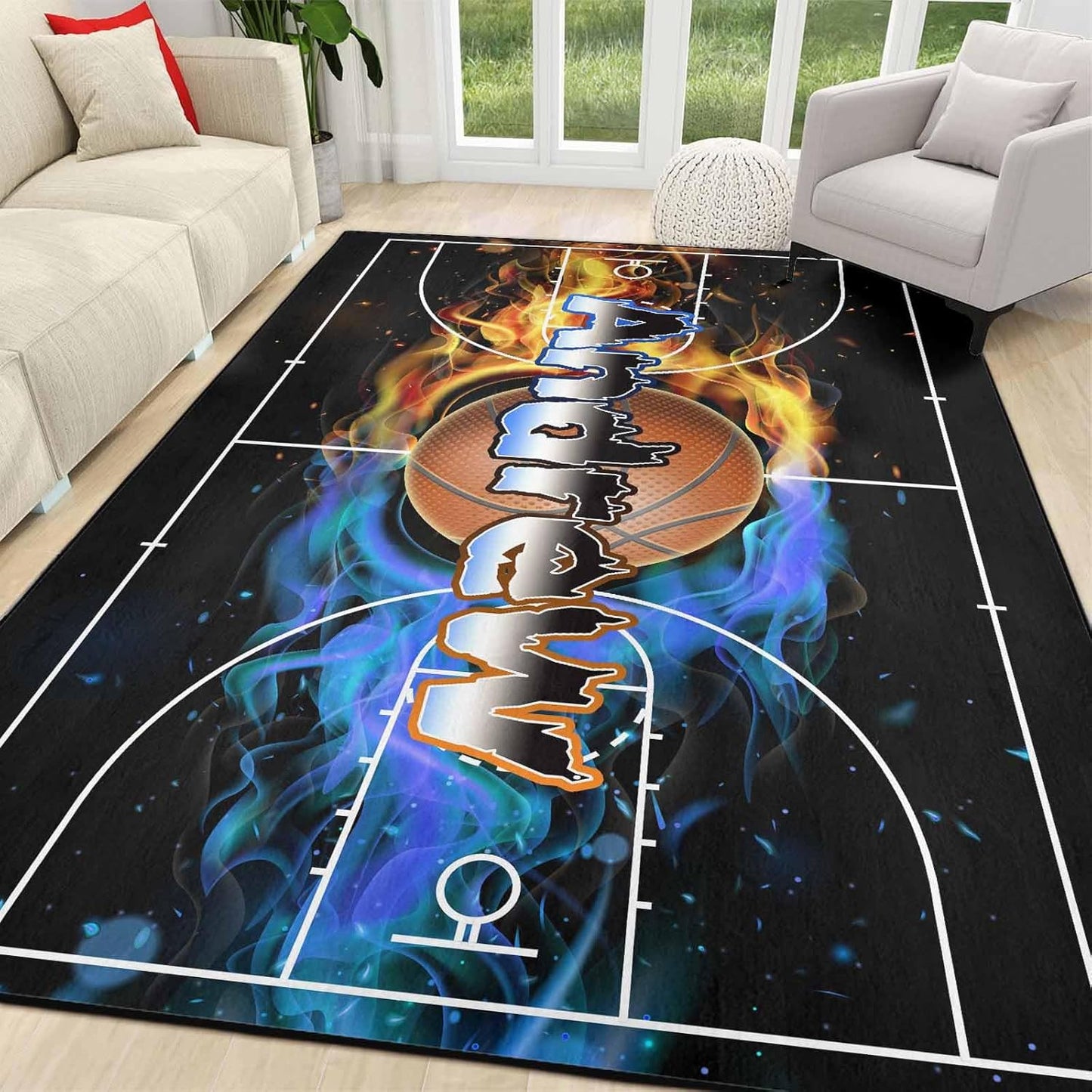 Personalized Family Name Initials Monogram Pink Rug, Shining Butterfly Printed Carpets for Girls Kids Butterfly Theme Living Room Indoor Bedroom Decor 5'×7' Soft Polyester Yoga Mat