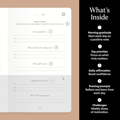 Intelligent Change The Five Minute Journal - Original Daily Gratitude Journal for Women & Men - Mindfulness, Happiness & Daily Reflection - Undated Planner - Affirmation Journal - Gifts for Women