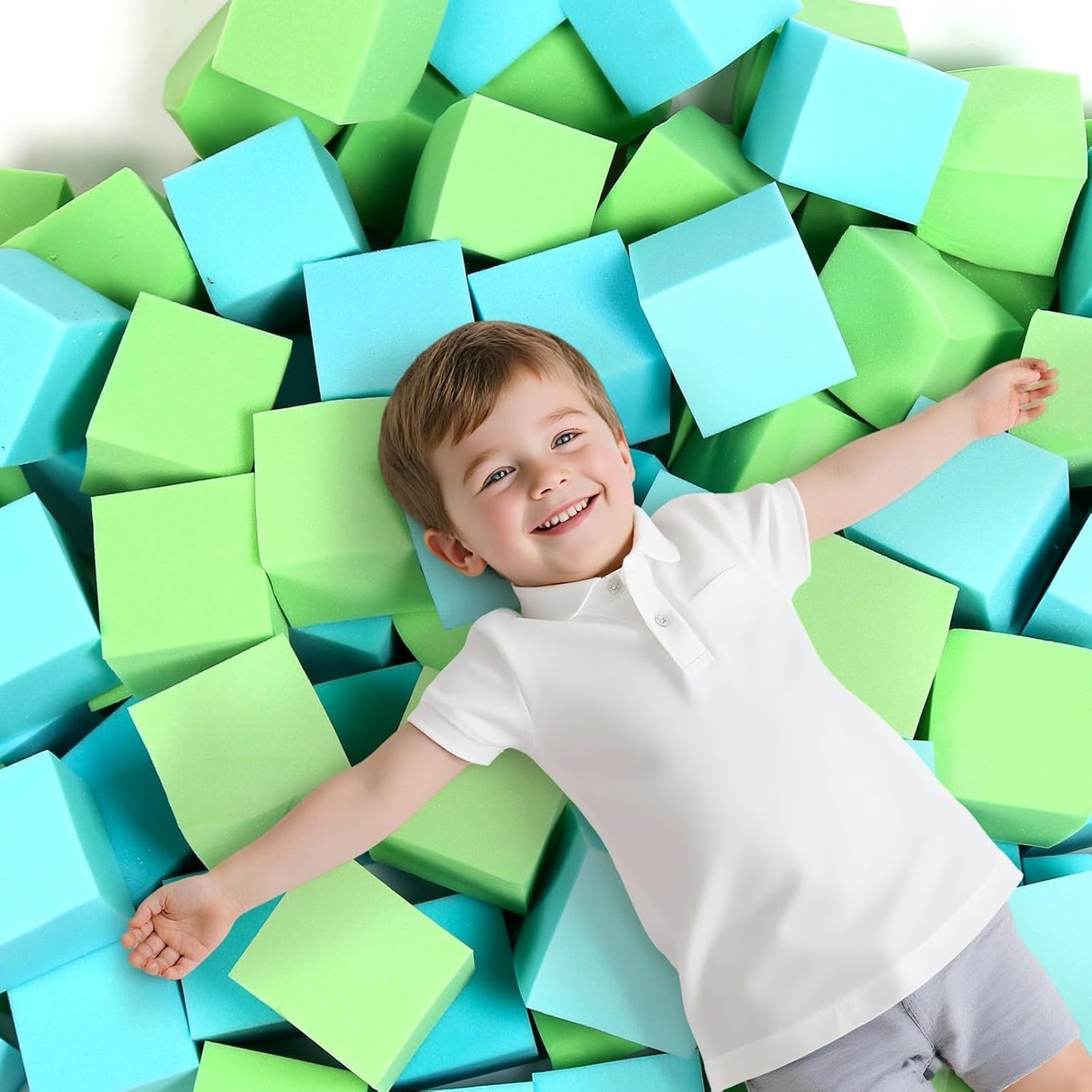 24PCS Foam Cubes 5"x5"x5"- Foam Pit Blocks Set, Soft Stacking Blocks for Indoor Games,Trampolines, Gymnastics, Parkour & Action Sport (6 Colors)