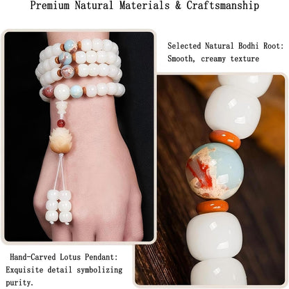 Mala Bead Strand Bracelet, 108 Buddhist Prayer Beads Yoga Meditation Green Malachite Beads Necklace Women man