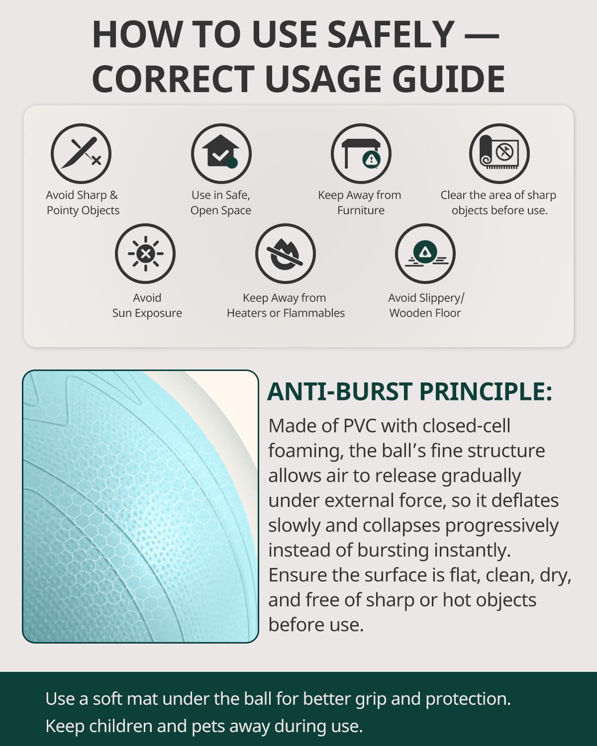 Trideer Pregnancy Birthing Ball, 1.7mm Extra Thick Yoga Ball for Maternity, Labor, Physio, Recovery, Exercise Guide & Daily Comfort Tips for All Trimesters, 1000LB Anti-Burst Non-Slip Stability Ball