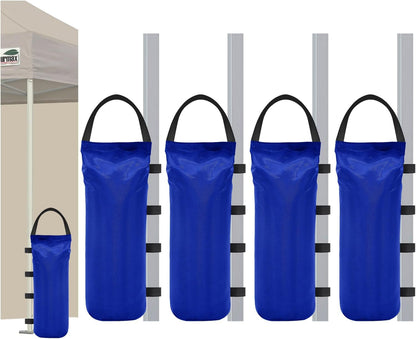 Eurmax USA 125LBS 4-Pack Universal Canopy Weights, Secure Wind Protection to Prevent Tipping, Easy Wrap-Around Installation Heavy Duty Sandbags (Without Sand), Fits All Instant Shelter Legs,Blue