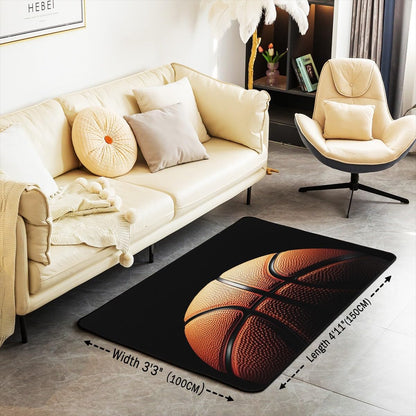 jejeloiu Basketball Living Room Rugs for Bedroom 5x7 Kids Gaming Sports Decor Carpet for Boys Girls Teens Ball Games Area Rug Soft Gift for Basketball Lover Grey and Black Room Decor