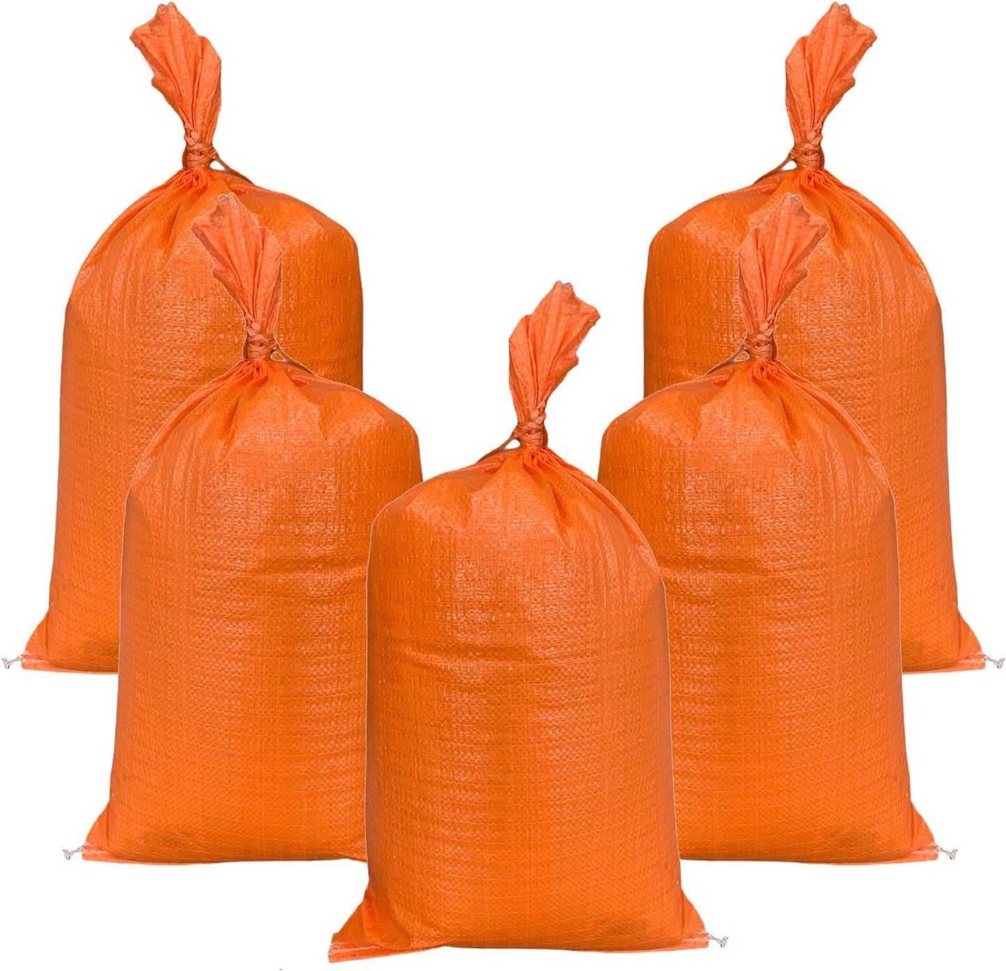 AK TRADING CO. 14" x 26" Poly Sandbags W/UV Protection & Built-in Ties - Flood Water Barrier - Tent Sandbags - Orange