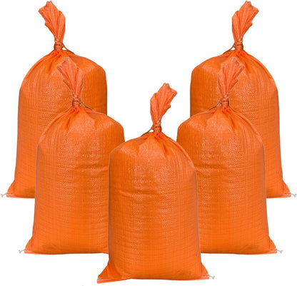 AK TRADING CO. 14" x 26" Poly Sandbags W/UV Protection & Built-in Ties - Flood Water Barrier - Tent Sandbags - Orange