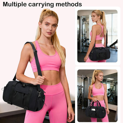 LEDAOU Small Gym Bag for Women, Mini Duffle Bag with Yoga Mat Holder Lightweight Carry On Sports Bag with Separate Shoe Pocket and Wet Pocket Duffel Bags Dance Yoga Workout Bag (Pink)