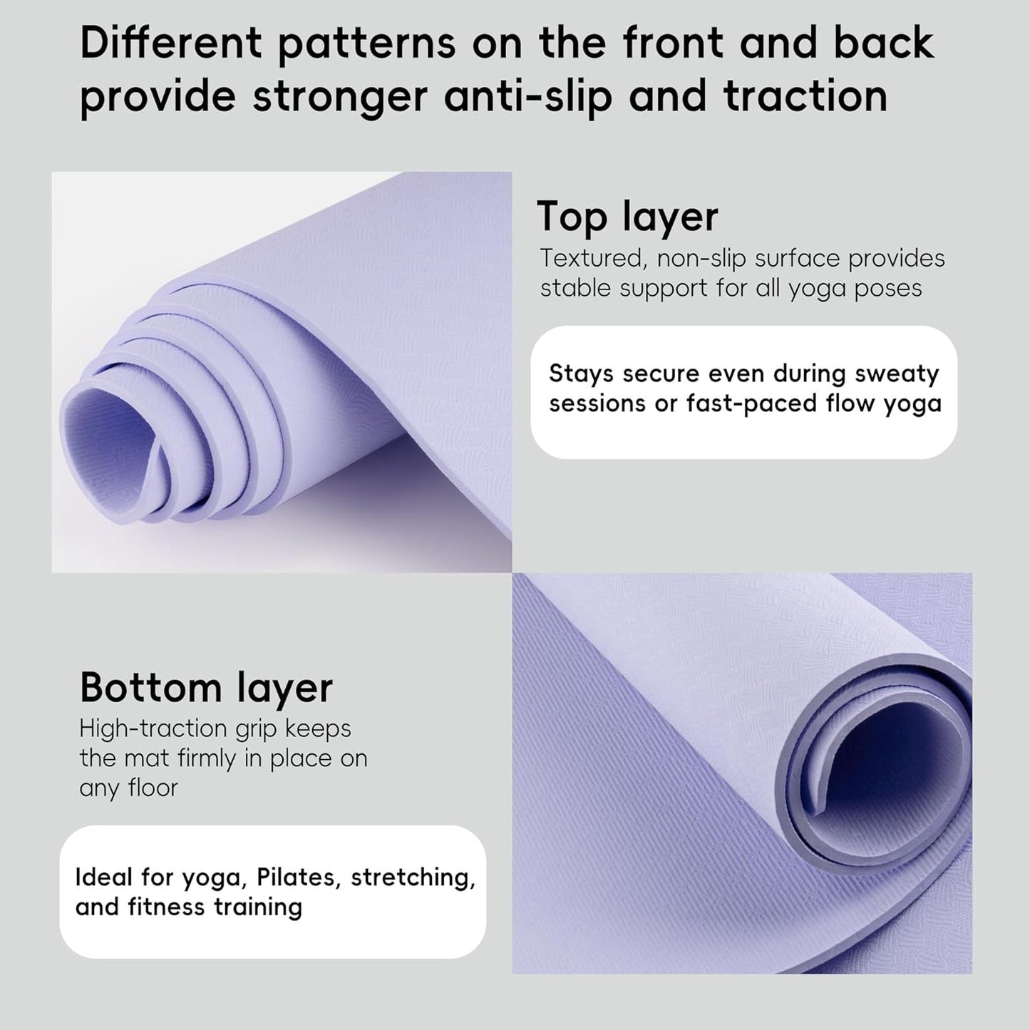 Extra Wide Yoga Mat 72" x 32", 6mm Non Slip TPE Exercise Mat with Carrying Strap, Large Workout Mat for Yoga, Pilates, Stretching, HIIT & Home Gym