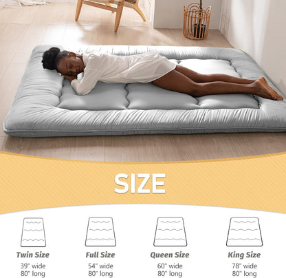 MAXYOYO Bohemian Retro Mattress Boho Floral Japanese Futon Mattress Tatami Floor Mat Foldable Portable Camping, Sleeping Pad, Lounger Couch Bed Full Size