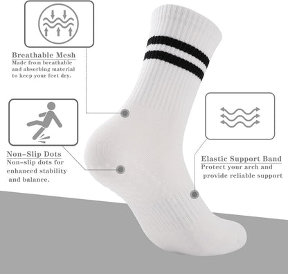 loudashuaiqi Grip Pilates Socks Non Slip Athletic Yoga Socks with Grips for Women Grippy socks for Hospital Workout Barre