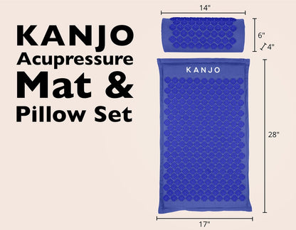 Kanjo Acupressure Mat and Pillow Set for Back Pain Relief & Neck Pain Relief, with Pressure Points for Muscle Pain Relief with Travel Bag - Amethyst