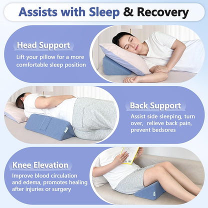 Small Wedge Pillow for Side Sleeping Positioning Wedges Adult, Foam Triangle Wedges Medical for Bed Positioning, Bed Sores Chair Wedge Pillow for Laptop, Yoga, Sofa, Leg Elevation Mini Cushion (1Pcs)
