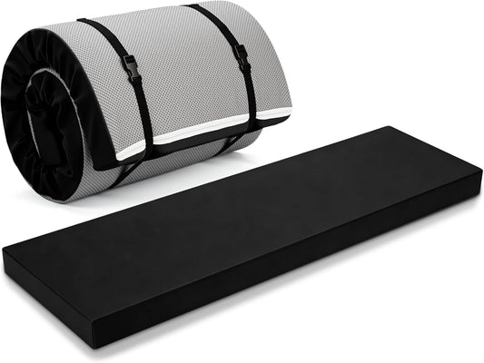 Lyrow 3 Inch 72"x 24" Thick Foldable Yoga Mat with Carry Strap, Non-slip Portable Foam Gym Mat for Yoga, Pilates and Stretching