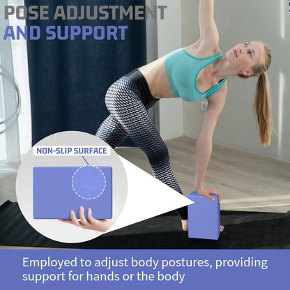 Yoga Blocks 2 Pack 3x6x9IN Foam Block Supportive Latex-Free with Rounded Edges, Non-Slip Exercise Blocks for Pilates, Meditation, Balance, Stretching and Deep Poses