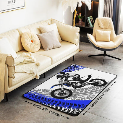 Feelyou Dirt Bike Area Rug 3x5 Kids Extreme Sports Green Honeycomb Living Room Rugs for Bedroom Boys Girls Teens Racing Motocross Rider Decorative Carpet Rug Non-Slip Motorcycle Indoor Floor Mat