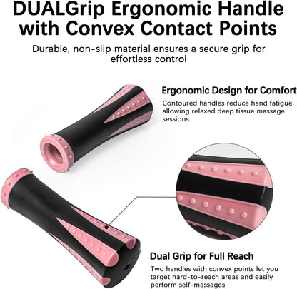 Muscle Roller Massage Roller Stick- Deep Tissue Fascia Blaster for Myofascial Pain Relief, Lymphatic Drainage & Body Sculpting, Handheld Physical Therapy & Recovery Tool (Gray black-18 inch)