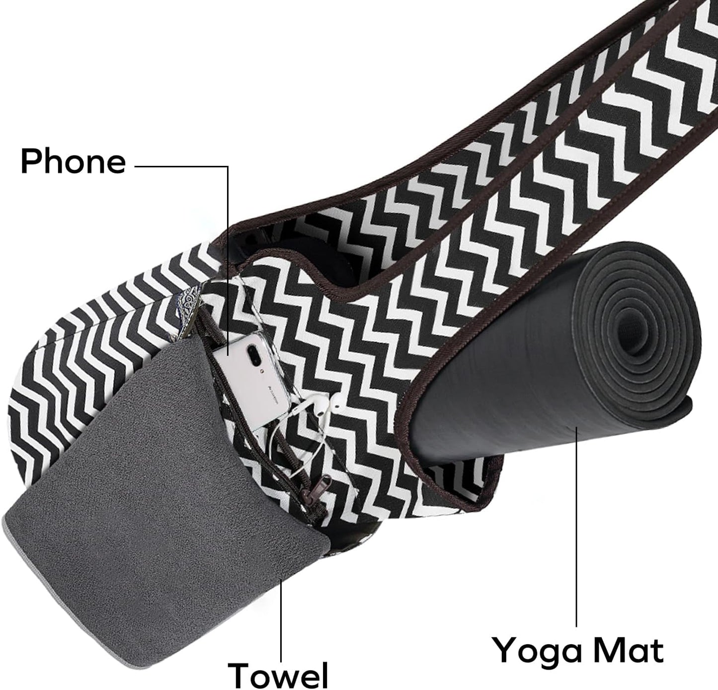 Ewedoos Canvas Yoga Mat Bag Fits Most Mats Yoga Bag with Large Storage Pockets to Hold More Accessories Ideal for Pilates Workout Gifts & Travel