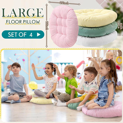 Jerify Floor Pillow Cushions Large Round Square Large Meditation Floor Pillow for Classroom Adult Meditation Picnic Party Seating Learning Daycare School(Square,Mixed Colors,4 Pcs)