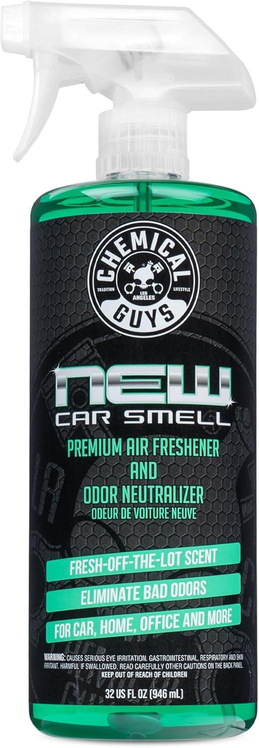 Chemical Guys New Car Smell Air Freshener and Premium Odor Eliminator Refreshes & Neutralizes Odors, Great Car Fresheners for Trucks, SUVs, RVs, and More - 16 oz