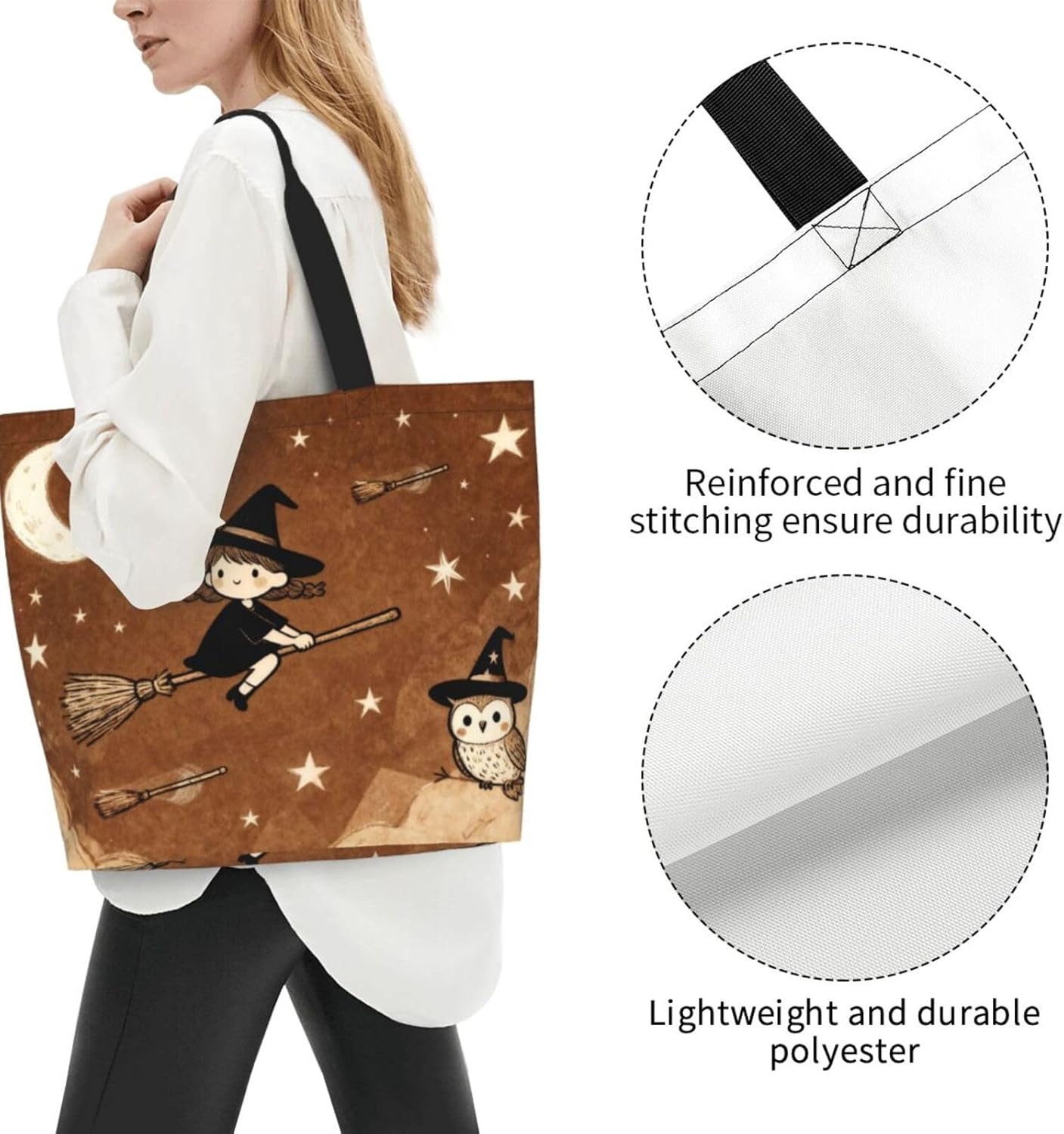 Tote Shoulder Bag Large Durable Reusable Eco-friendly Handbag Lightweight Stylish for Daily Use-19.7x15.7x5.9 Inch - Colors A