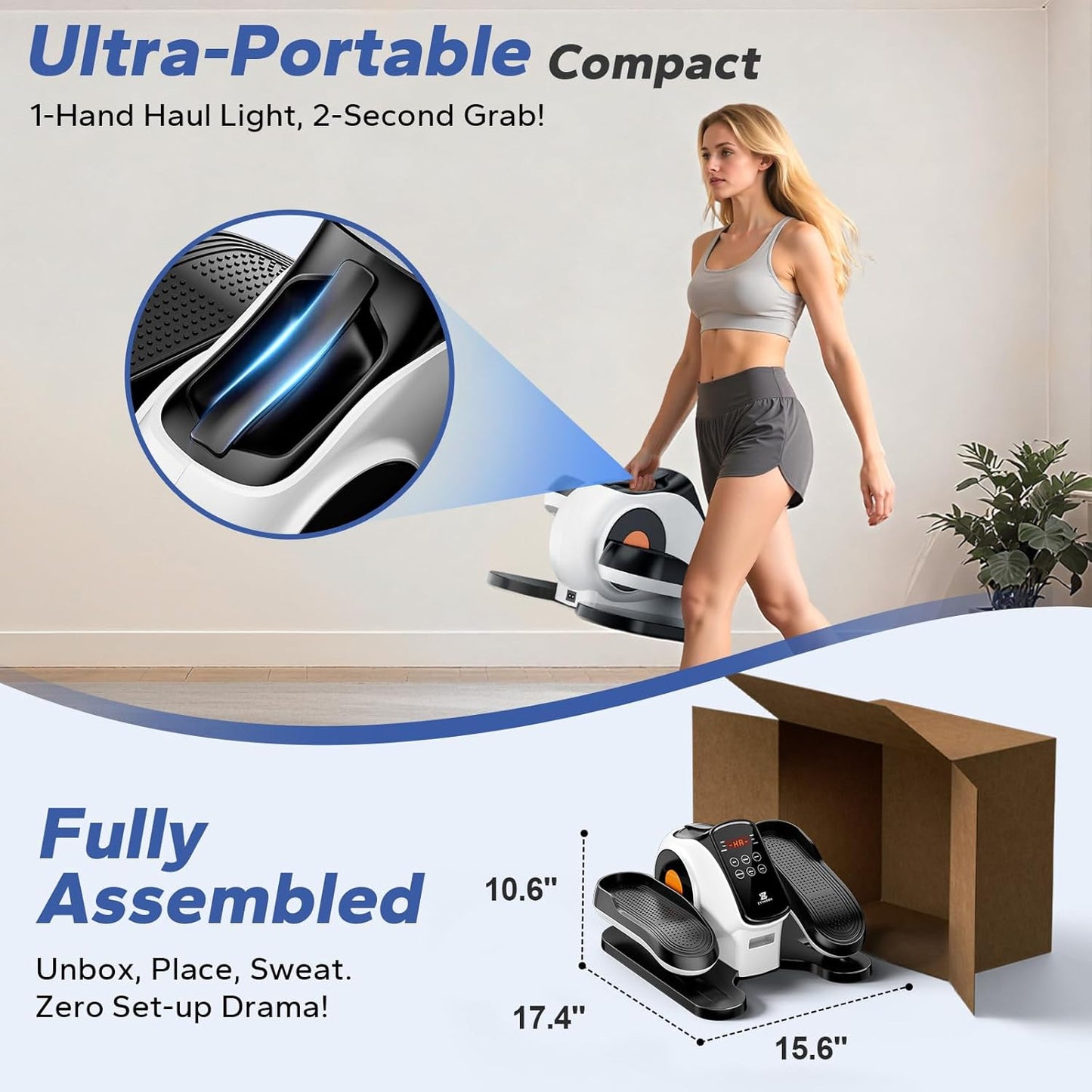 Under Desk Elliptical Machine, Ellipse Leg Exerciser As Seen On Tv While Sitting for Seniors, Pedal Exerciser with 15 Level Adjustable Resistance & 5 Auto Mode Fully Assembled Home Office