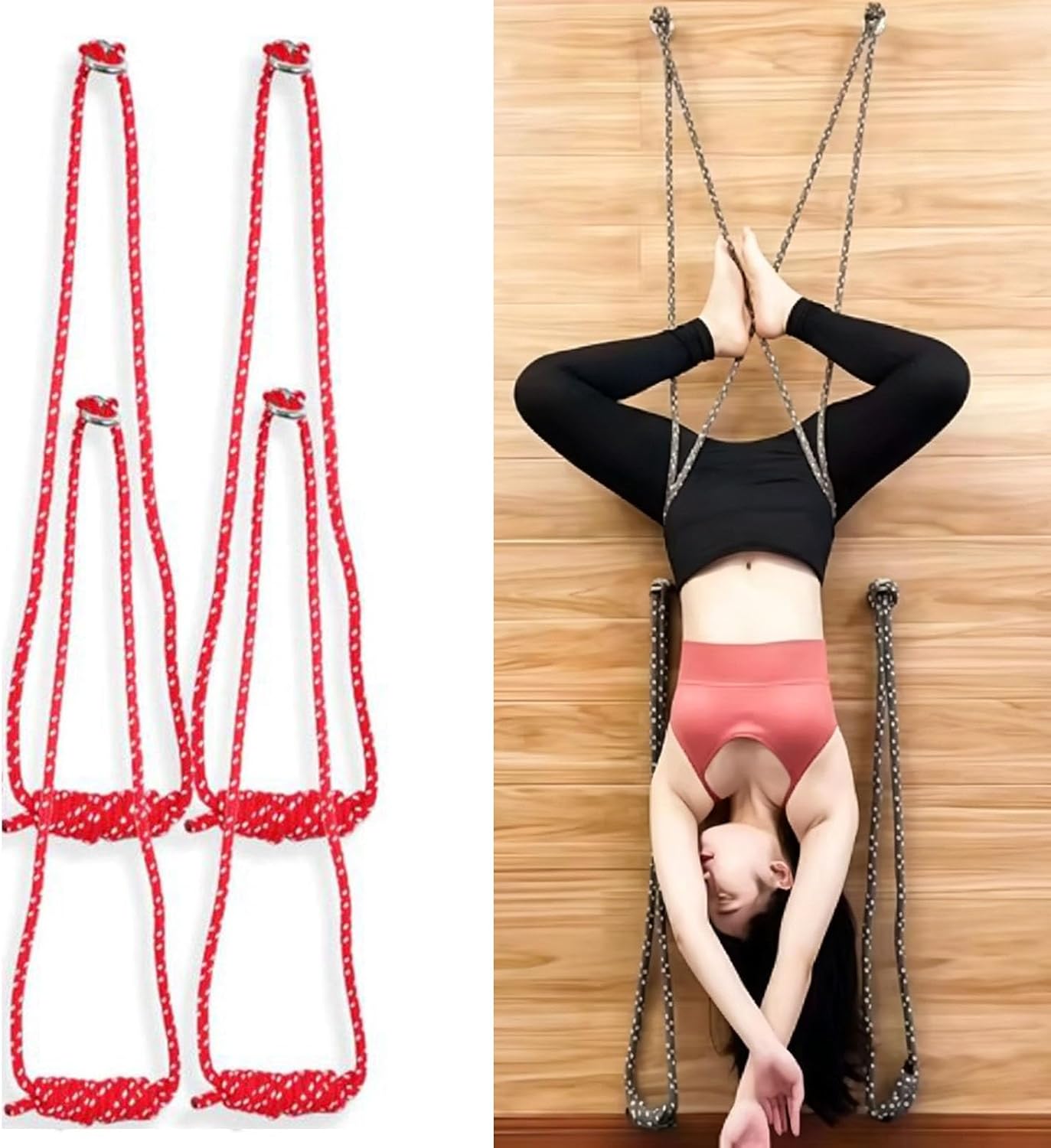 Upgraded Yoga Wall Ropes, Extra Thick Cotton Yoga Strap with Reinforced Knots, Durable Yoga Inversion Ropes for Flexibility Training, Suitable for Yoga Studio, Home Gym