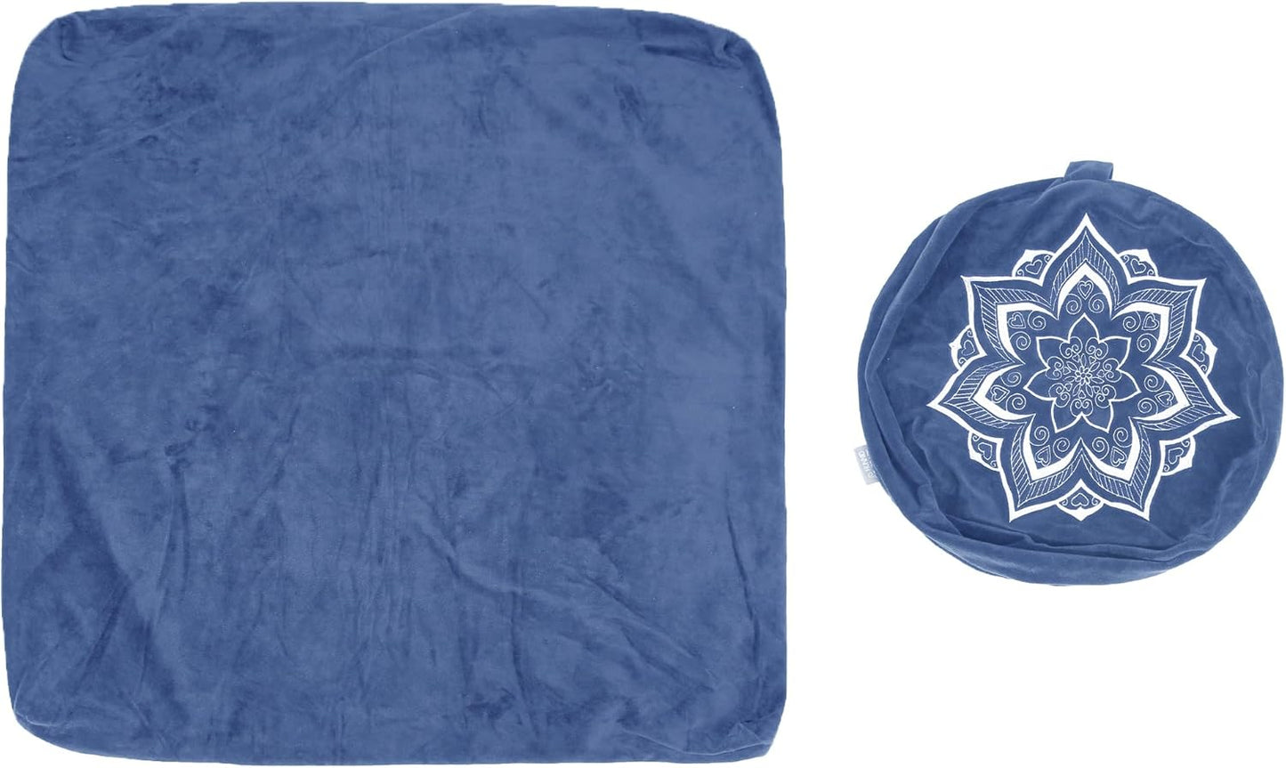 Meditation Zafu Cushion Set,Removable Machine-Washable Luxury Velvet Cover (Blue（Only Cover）)