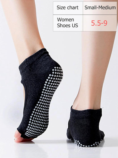 1/2 Pairs Pilates Socks with Grips for Women Non Slip Yoga Barre Grippy Gripper Socks Woman Toe Socks Size 5.5-8.5