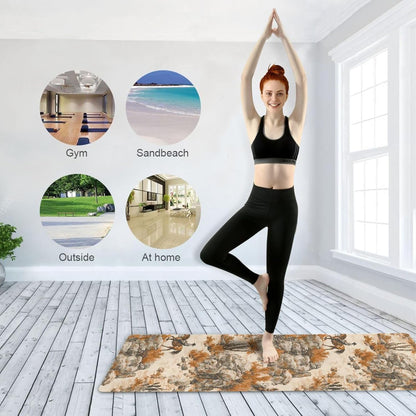 Western Cowboy Pattern Thin Yoga Mat with Bag Included, Non Slip Fitness Workout Mat, Foldable Suede Rubber Yoga Mat for Yoga Pilates and Fitness, 70.8" L x 26" W x 1mm