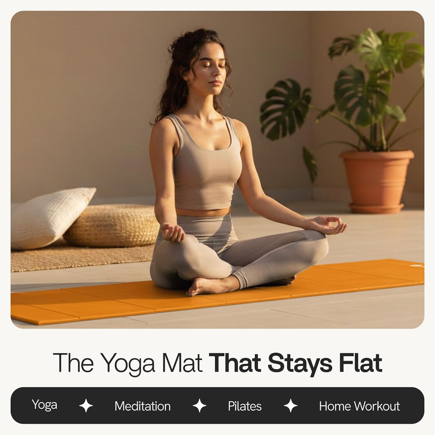 Folding Yoga Mat, TPE Folding Yoga Mat, Foldable Exercise Mat for Yoga, Pilates, Floor Workouts, Compact Design, Travel Friendly, Ideal for Home & Gym, Knee pad, Kneeling pad, No Roll Mat