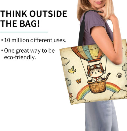 Tote Shoulder Bag Large Durable Reusable Eco-friendly Handbag Lightweight Stylish for Daily Use-19.7x15.7x5.9 Inch - Colors A