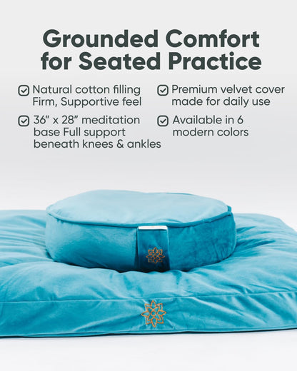 Mindful & Modern Zabuton Meditation Mat - Cotton Filled Yoga and Meditation Pad - Zabuton Meditation Cushion for Kneeling and Sitting Support - Large Rectangular Sitting Floor Pillow for Bench or Zafu