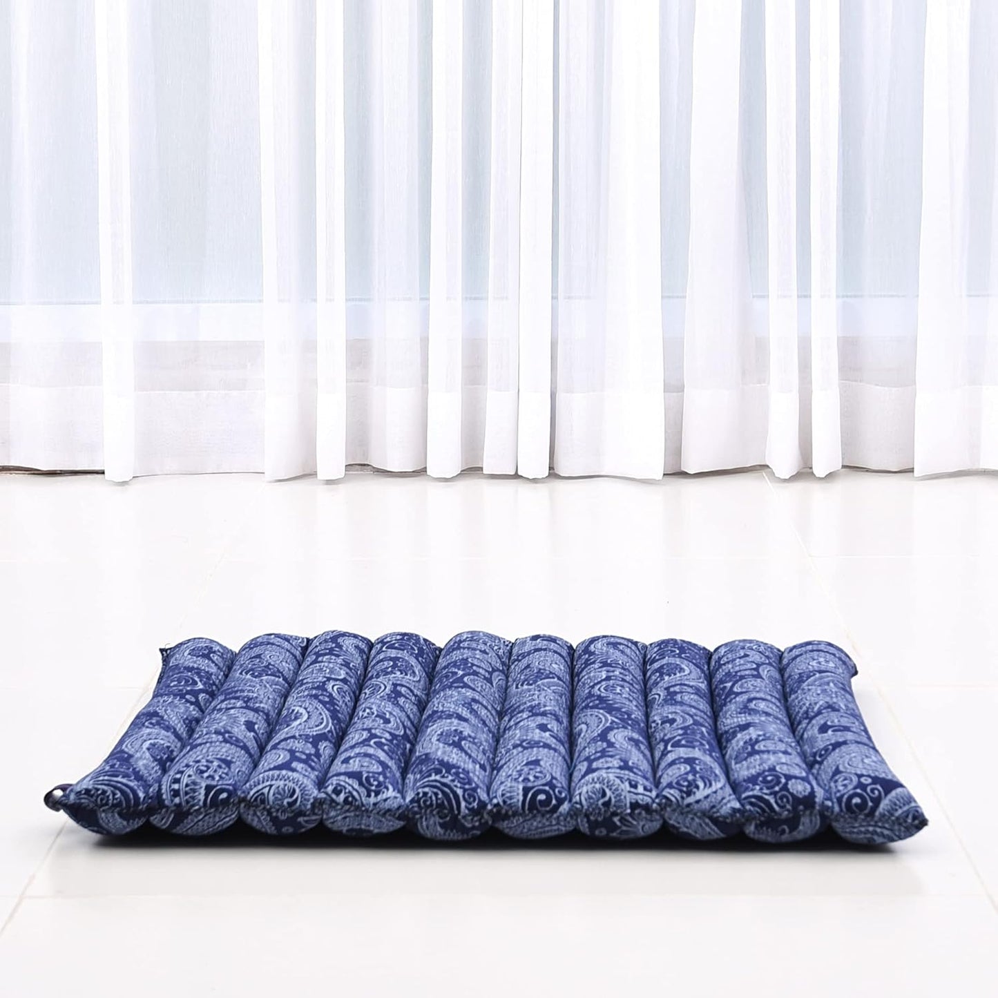 Leewadee Meditation Cushion Set – 1 Small Zafu Yoga Pillow and 1 Small Roll-Up Zabuton Mat Filled with Kapok
