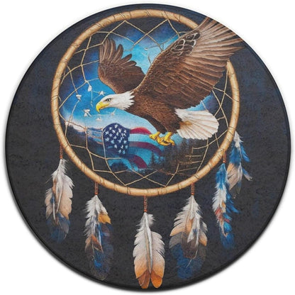 Machine Washable Modern Round Area Rug, Room Sofa Yoga Soft Round Carpet, Home Decor Non Slip Kitchen Office Circle Rug Union Jack Flag UK Mandala Art, 60inch